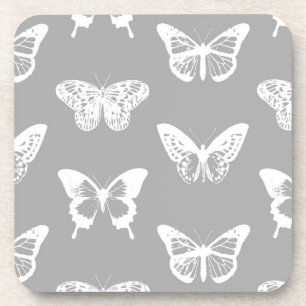 Posavasos Butterfly sketch, silver grey and white