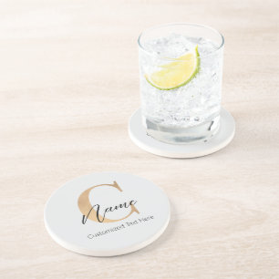 Posavasos C inicial monogramada moderna y nombre personaliza