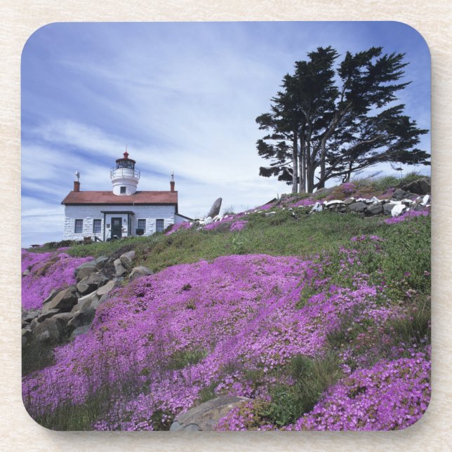 Posavasos CA, Crescent City, faro de Battery Point con (Frente)
