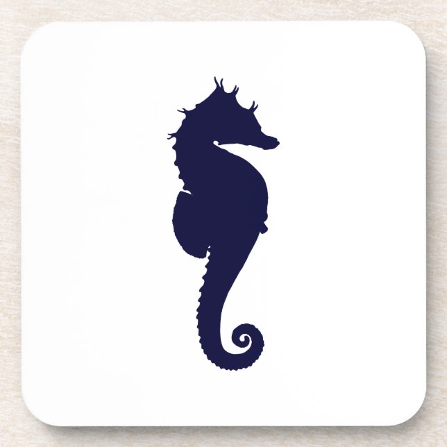 Posavasos Caballito de mar azul oscuro (Frente)