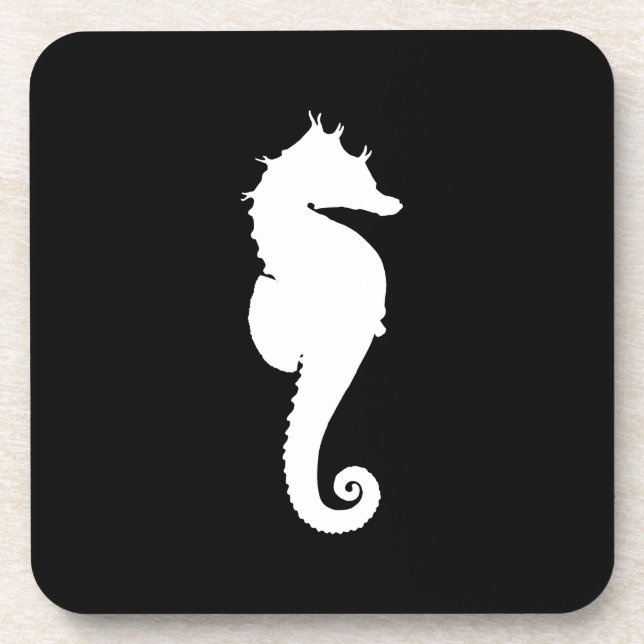 Posavasos Caballito de mar blanco y negro (Frente)
