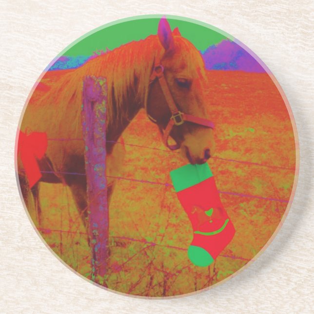 Posavasos Caballo arcoiris navidades (Frente)