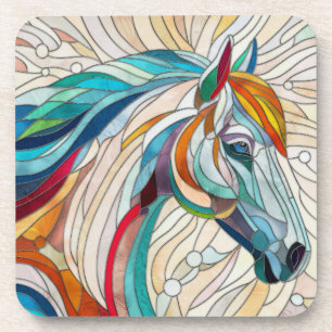 Posavasos Caballo - Arte digital de mosaico de vidrio mancha
