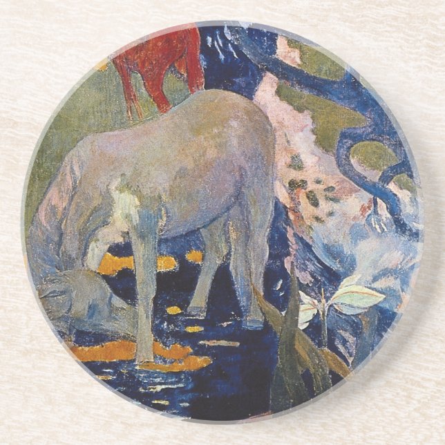 Posavasos Caballo blanco de Paul Gauguin, Bella Artes de la  (Frente)