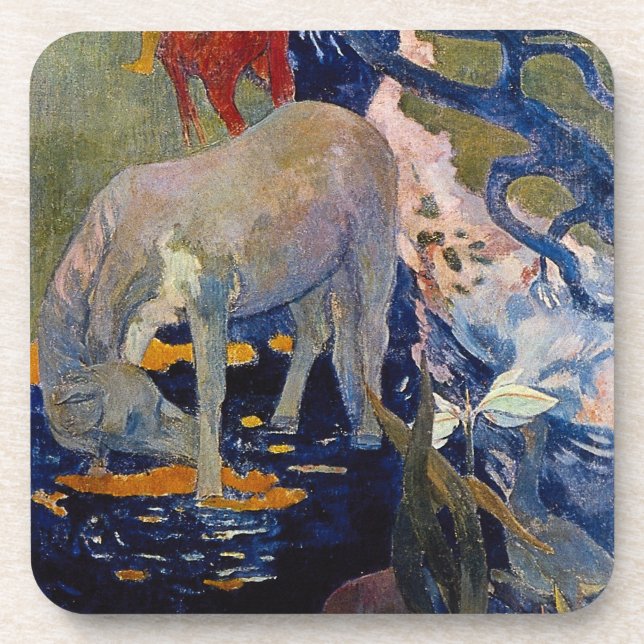 Posavasos Caballo blanco de Paul Gauguin, Bella Artes de la  (Frente)