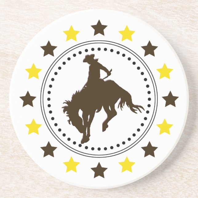 Posavasos Caballo Bucking del oro de Brown (Frente)
