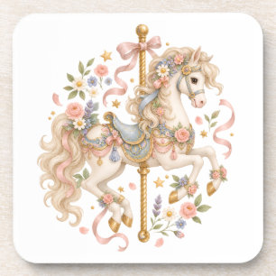 Posavasos Caballo de carrusel elegante cuento de hadas franc