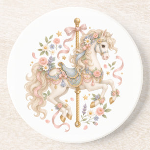 Posavasos Caballo de carrusel elegante cuento de hadas franc
