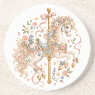 Posavasos Caballo de carrusel elegante cuento de hadas franc