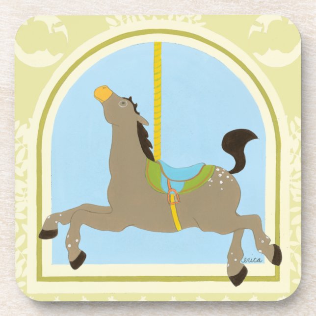 Posavasos Caballo de carrusel por June Erica Vess (Frente)
