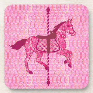 Posavasos Caballo de carrusel - rosa de la fucsia