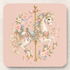 Posavasos Caballo de carrusel vintage arte lindo