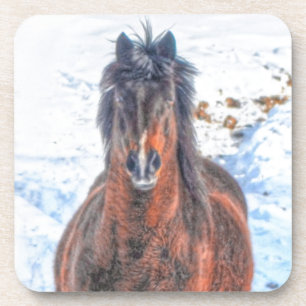 Posavasos Caballo de invierno en campo nevado