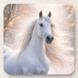 Posavasos Caballo de Navidad impresionante en la nieve