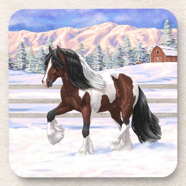 Posavasos Caballo del gitano Vanner Tinker Bay Pinto Brown S (Frente)