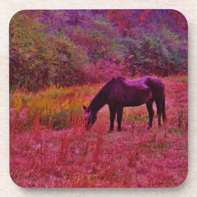 Posavasos Caballo en campo de color Kaleidoscope (Frente)