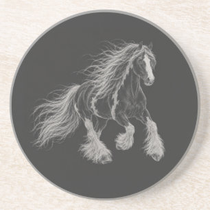 Posavasos Caballo Gitano Majestuoso Vanner Piedra Arte Tiza