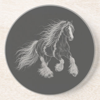 Posavasos Caballo Gitano Majestuoso Vanner Piedra Arte Tiza