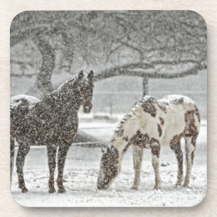 Posavasos caballo invierno nieve granja rancho animales neva