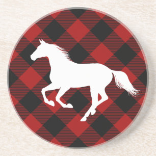 Posavasos Caballo Lover Buffalo Plaid Farmhouse