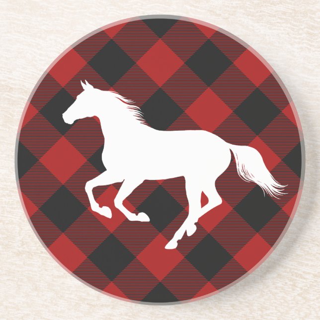 Posavasos Caballo Lover Buffalo Plaid Farmhouse (Frente)