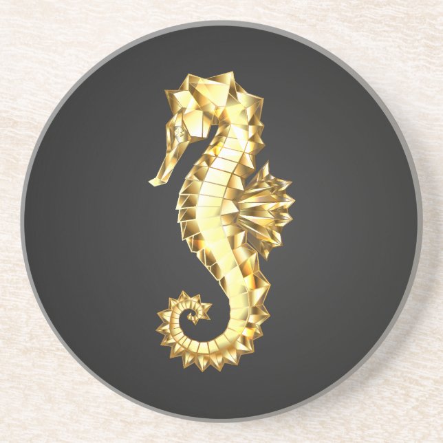 Posavasos Caballo marino polígono de oro (Frente)