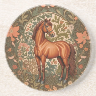 Posavasos Caballo Marrón Hermoso Inspirado en William Morris