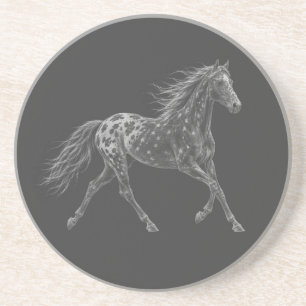 Posavasos Caballo Mustang Appaloosa Salvaje Arte en Tiza Pie