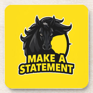 Posavasos Caballo Negro en Negrita con Texto Motivacional