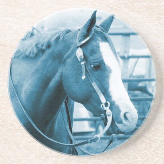 Posavasos Caballo occidental en tonos azules (Frente)