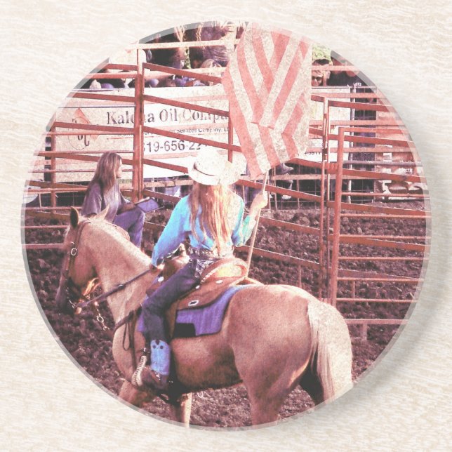Posavasos Caballo Palomino Rodeo Bandera Americana (Frente)