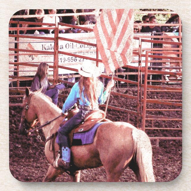 Posavasos Caballo Palomino Rodeo Bandera Americana (Frente)