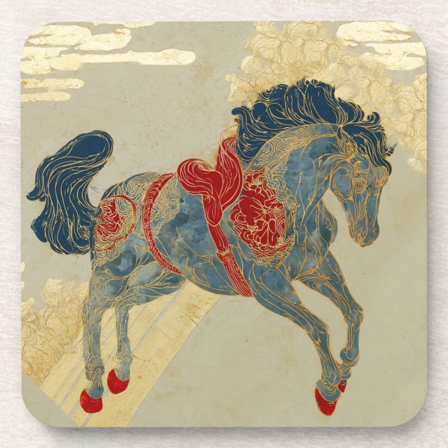 Posavasos Caballo Real Azul Ornate  (Frente)