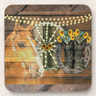 Posavasos Caballo Rústico Sunflowers Wagon Wheboy Boots
