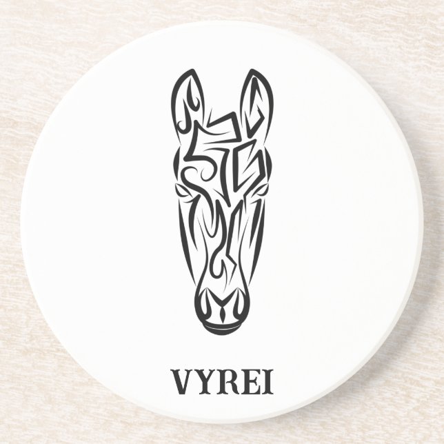 Posavasos Caballo tribal blanco y negro (Frente)