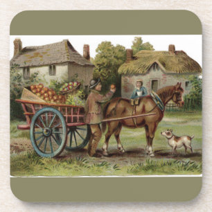 Posavasos Caballo victoriano dibujó carro de Apple