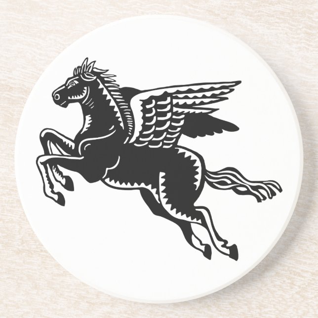 Posavasos Caballo volador - Blanco y negro (Frente)