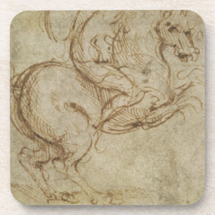 Posavasos Caballo y caballeros (pluma y tinta en el papel)