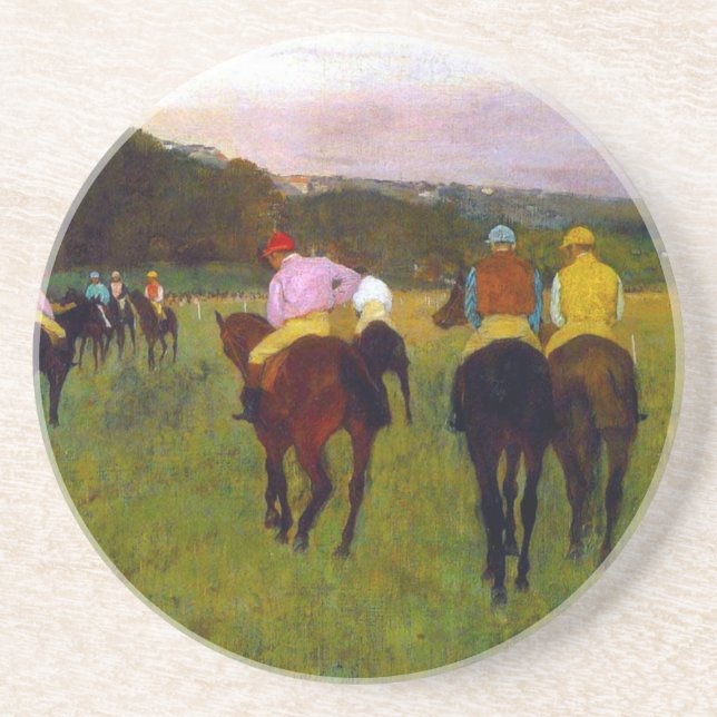 Posavasos Caballos de carreras Edgar Degas en Longchamp (Frente)