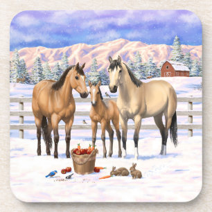 Posavasos Caballos De Cuero De Cuello En Nieve