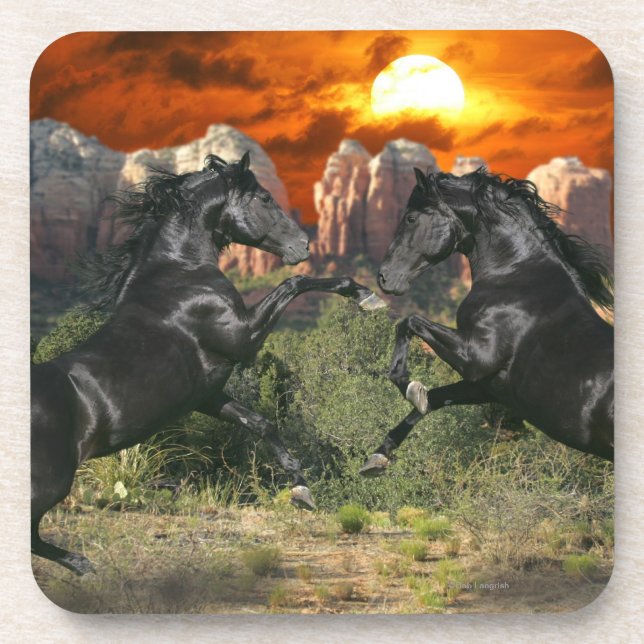 Posavasos Caballos de la fantasía: Magia negra (Frente)