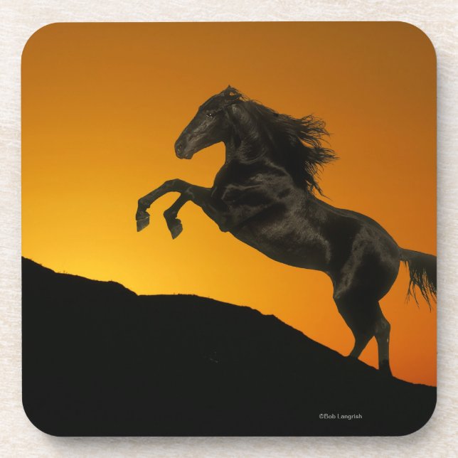 Posavasos Caballos de la fantasía: Puesta del sol de la (Frente)