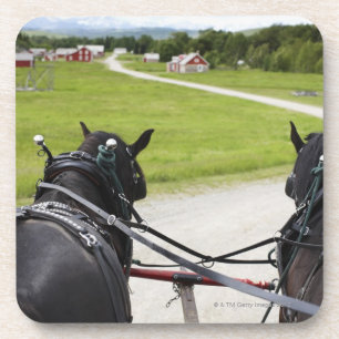 Posavasos Caballos de Perchon que tiran del carro contra