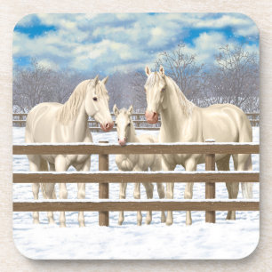 Posavasos Caballos del Cuartel Blanco En Nieve
