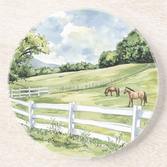 Posavasos Caballos del Rancho Green Pastures (Frente)