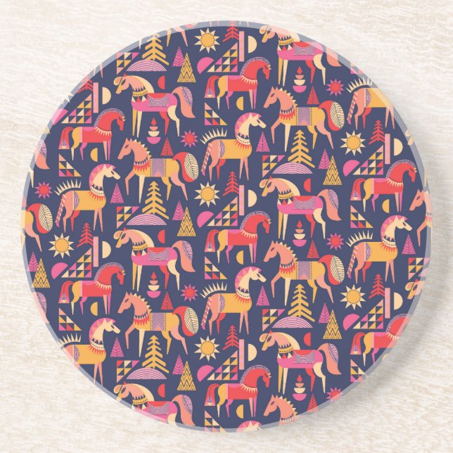 Posavasos Caballos escandinavos: Diseño Decorativo y Seamles (Frente)