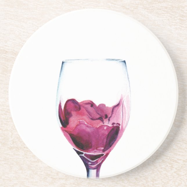 Posavasos Cabecera de vino rojo acuarela Sandstone Coaster (Frente)