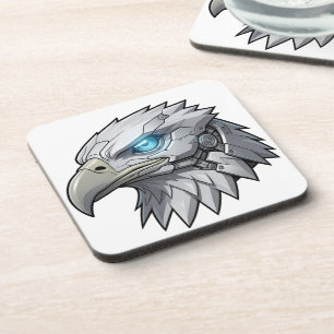 Posavasos Cabeza Cibernética de Águila Robótica Futurista Ág