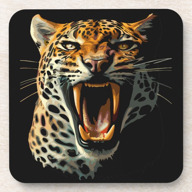 Posavasos Cabeza de ataque ruidosa de leopardo (Frente)