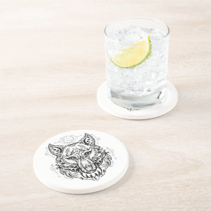 Posavasos Cabeza de lobo con decoración étnica